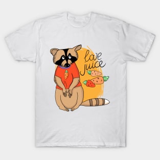 Funny cartoon raccoon and carrot T-Shirt